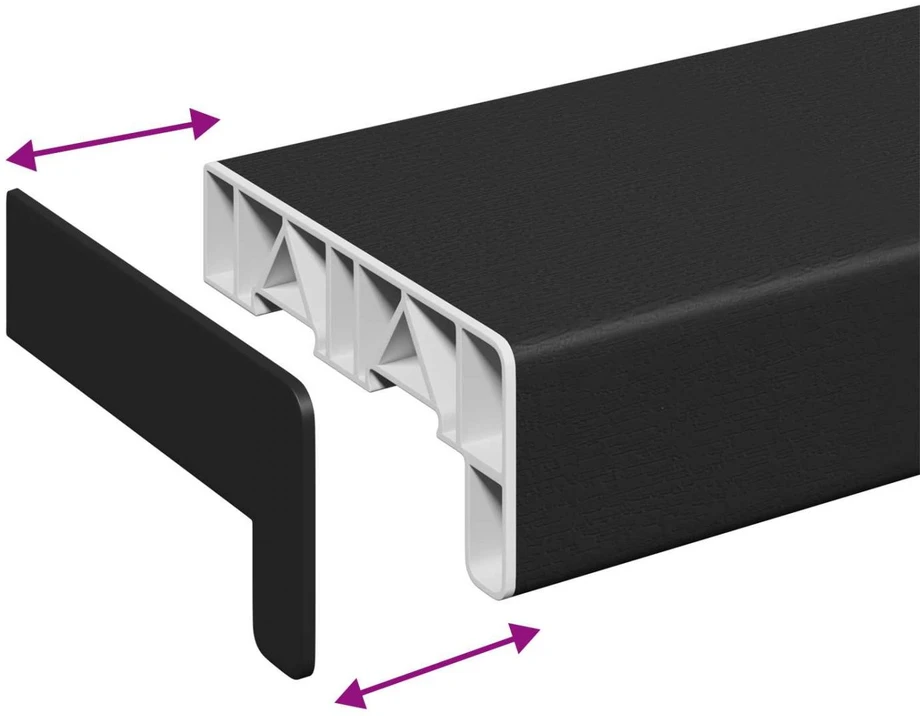 Langų palangė Juoda su medienos tekstūra 120 x 10 x 4,5 cm PVC