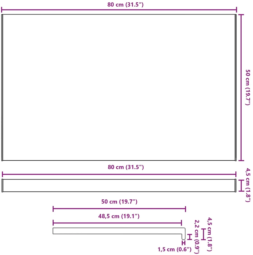 Langų palangė Juoda su medienos tekstūra 80 x 50 x 4,5 cm PVC