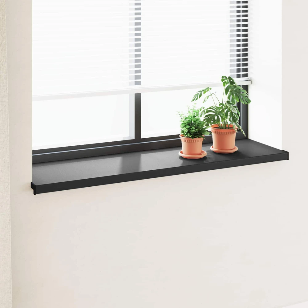 Langų palangė Juoda su medienos tekstūra 140 x 45 x 4,5 cm PVC