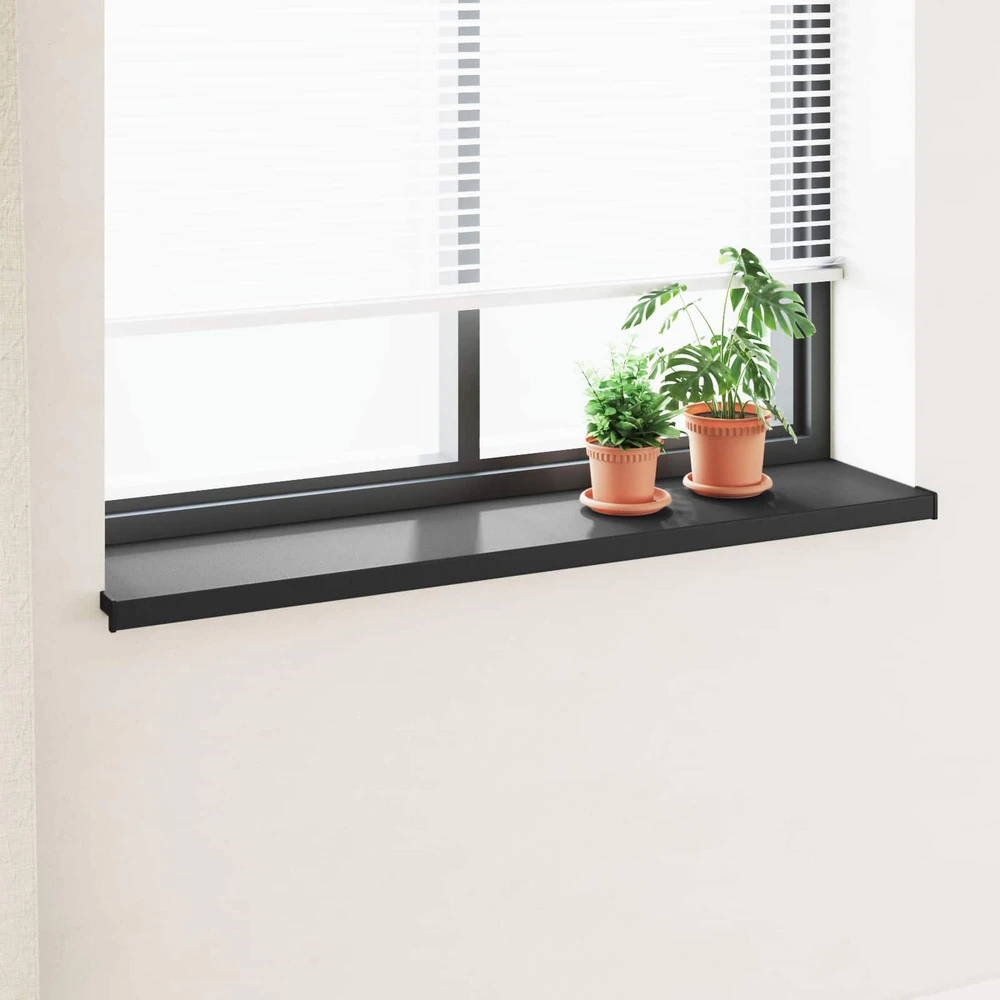 Langų palangė Juoda su medienos tekstūra 140 x 35 x 4,5 cm PVC