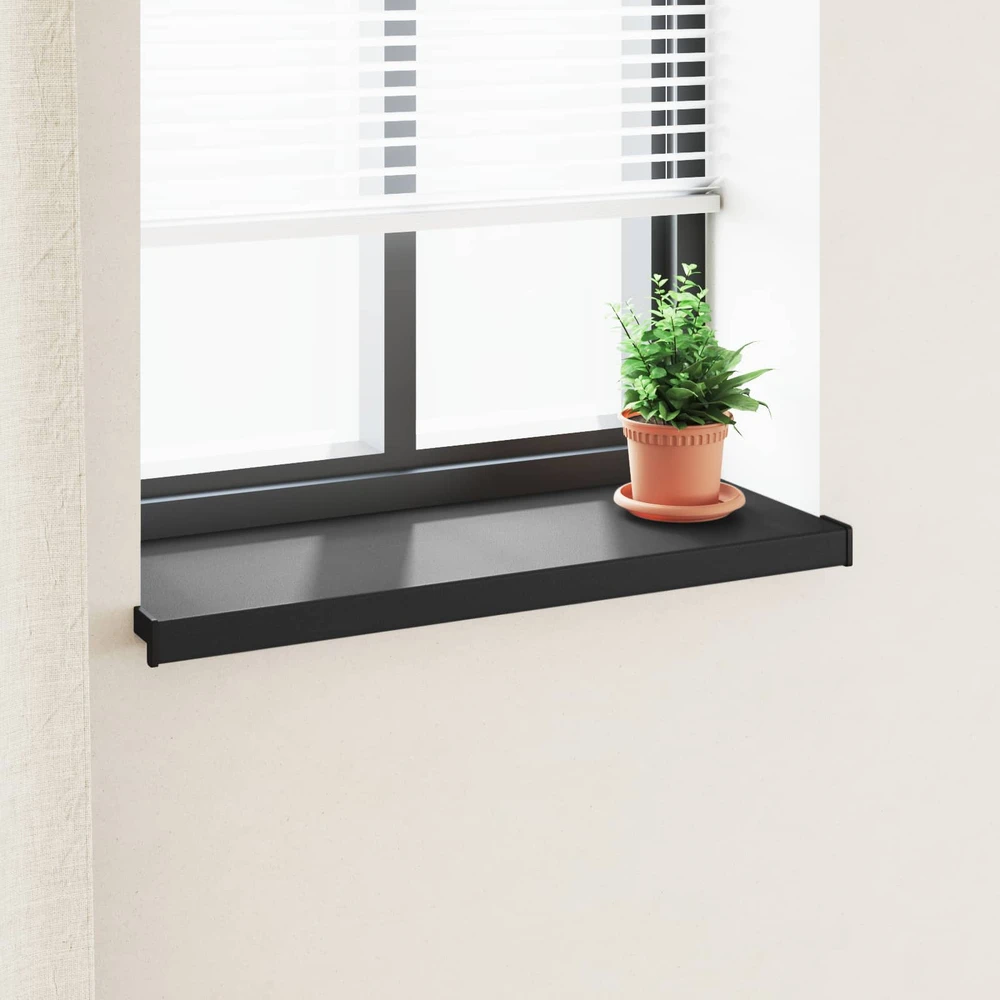 Langų palangė Juoda su medienos tekstūra 80 x 30 x 4,5 cm PVC