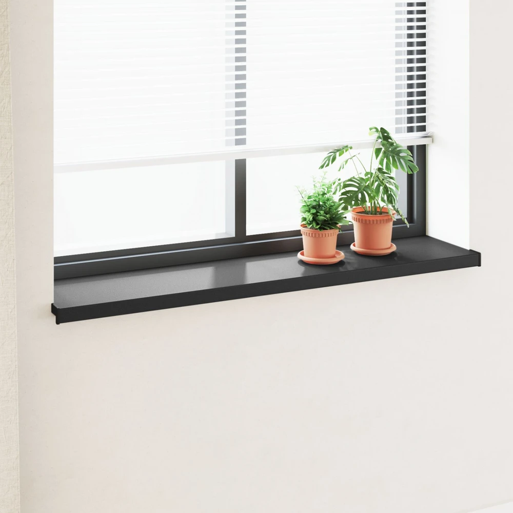 Langų palangė Juoda su medienos tekstūra 160 x 30 x 4,5 cm PVC
