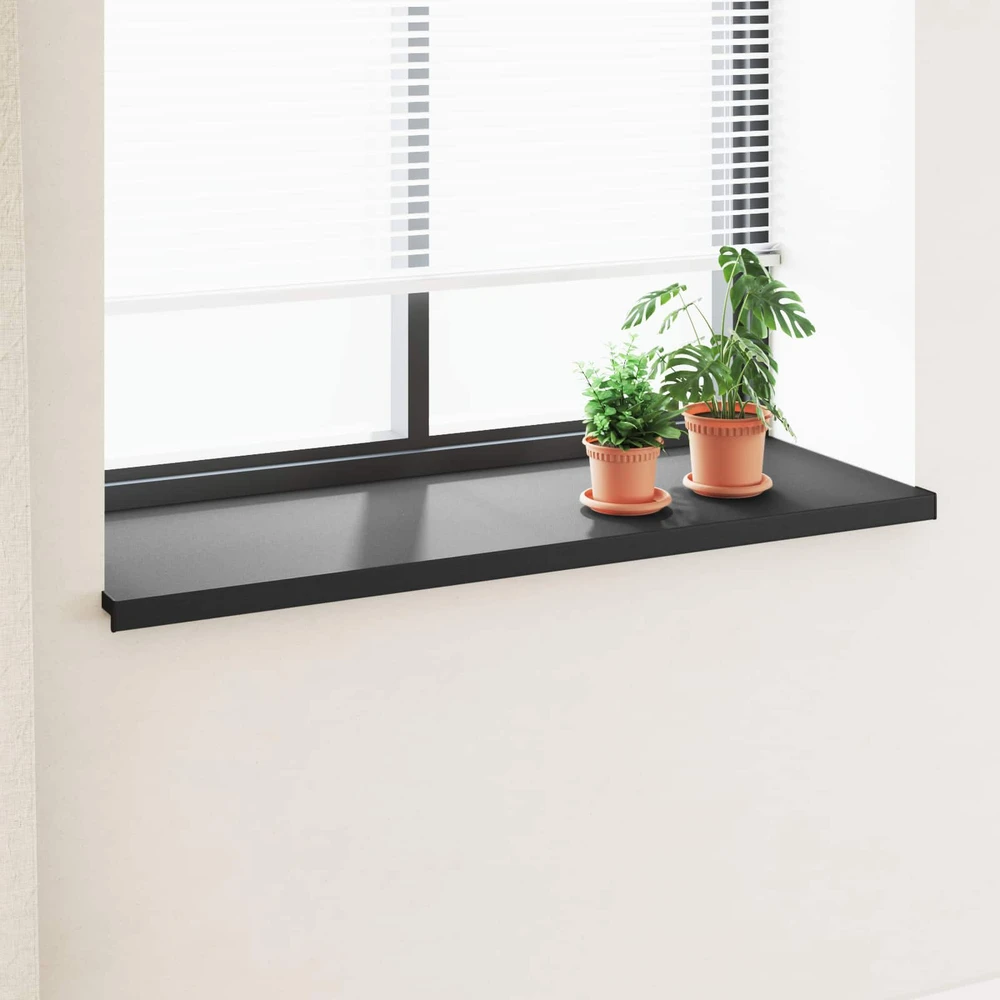 Langų palangė Juoda su medienos tekstūra 140 x 50 x 4,5 cm PVC