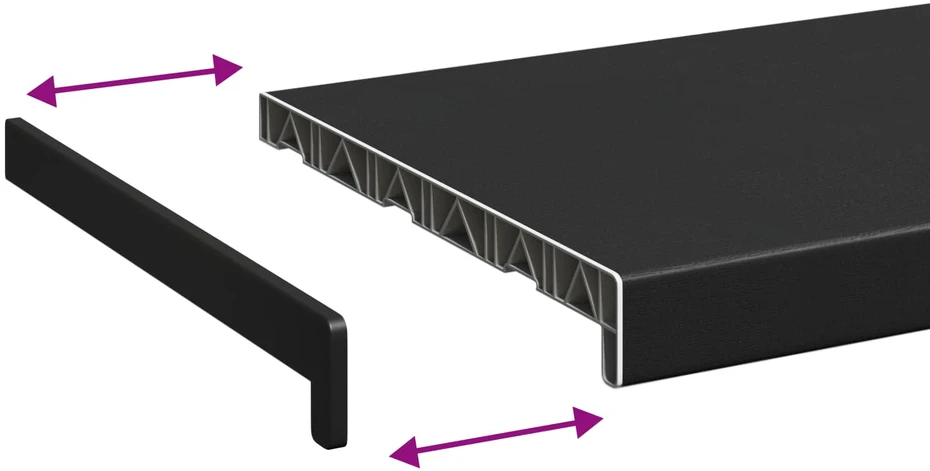 Langų palangė Juoda su medienos tekstūra 100 x 30 x 4,5 cm PVC