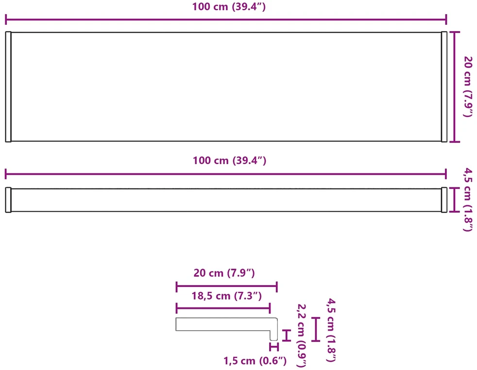 Langų palangė Marmurinė tekstūra 100 x 20 x 4,5 cm PVC