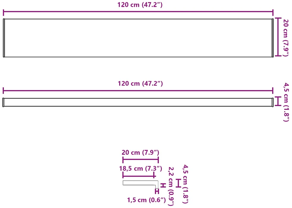 Langų palangė Ruda mediena 120 x 20 x 4,5 cm PVC