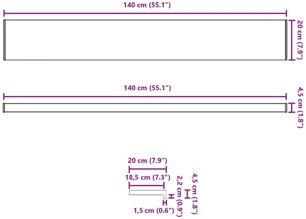 Langų palangė Ruda mediena 140 x 20 x 4,5 cm PVC