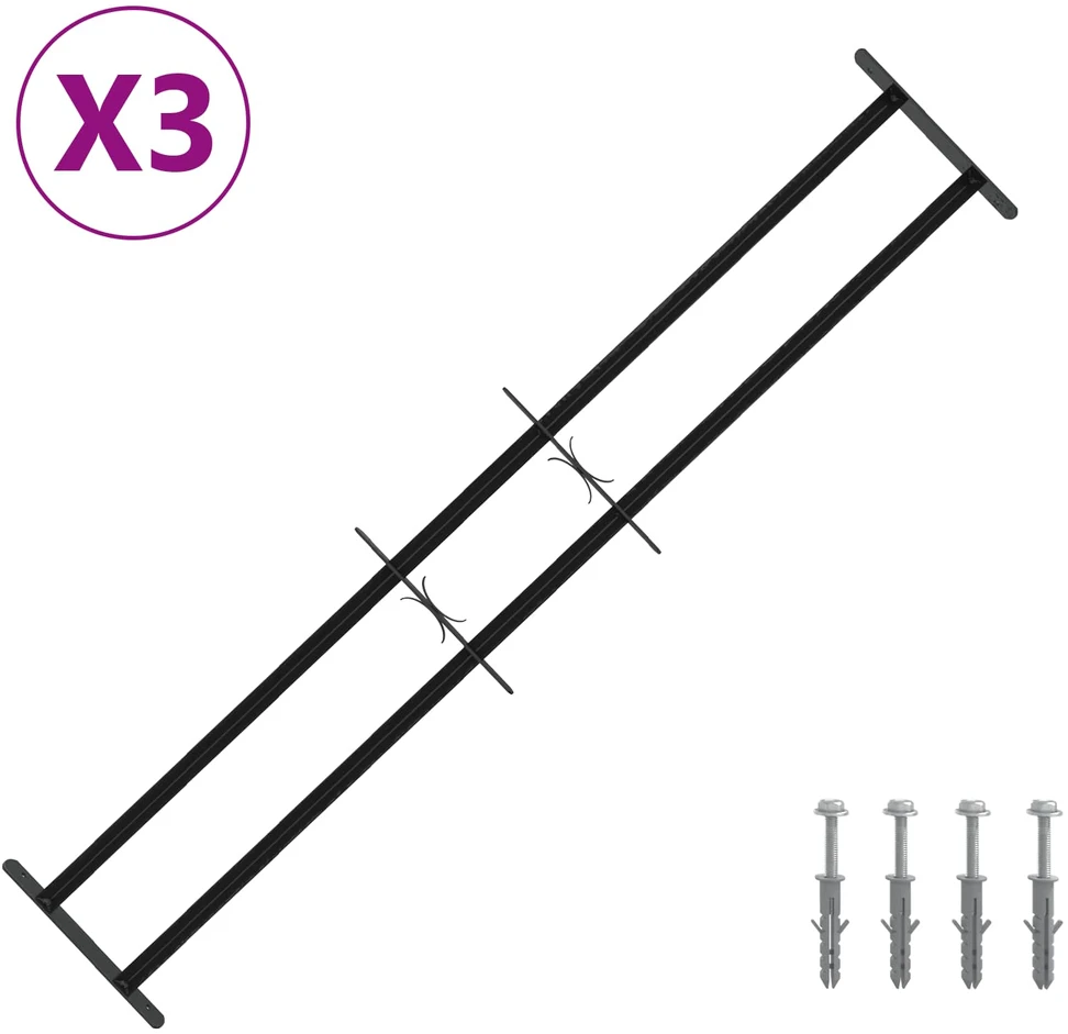 Langų saugos grotelės su 2 skersiniais 3 vnt. 93-174 cm