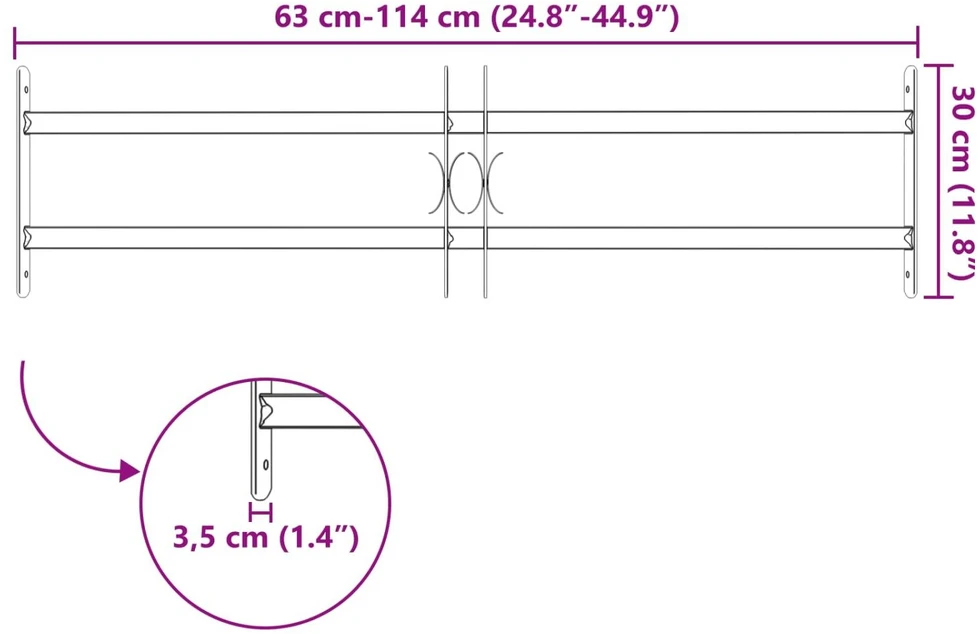 Langų saugos grotelės su 2 skersiniais 3 vnt. 63-114 cm