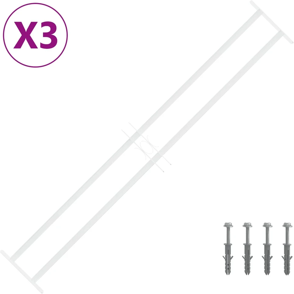 Langų saugos grotelės su 2 skersiniais 3 vnt. 93-174 cm