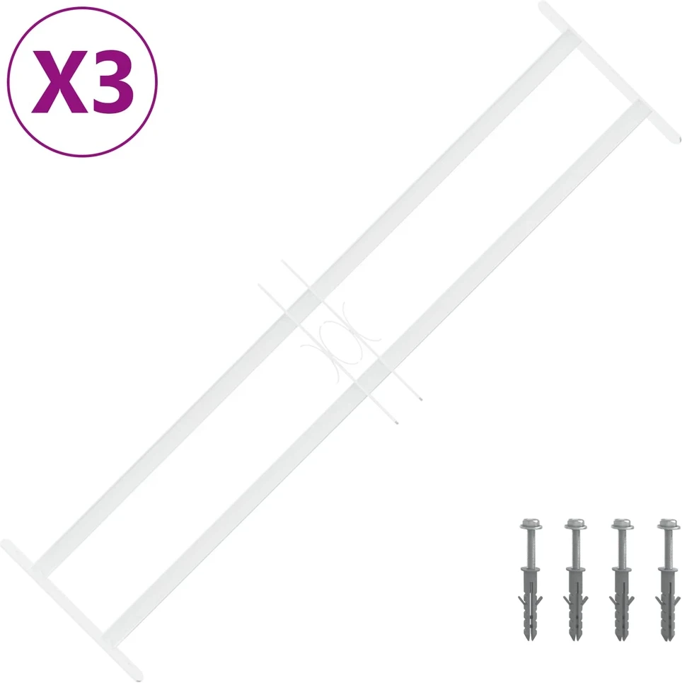 Langų saugos grotelės su 2 skersiniais 3 vnt. 63-114 cm