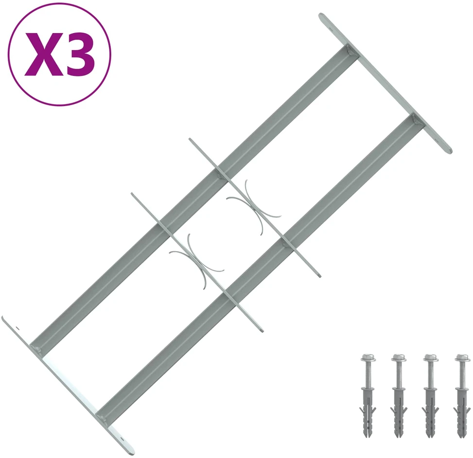 Langų saugos grotelės su 2 skersiniais 3 vnt. 430-740 mm
