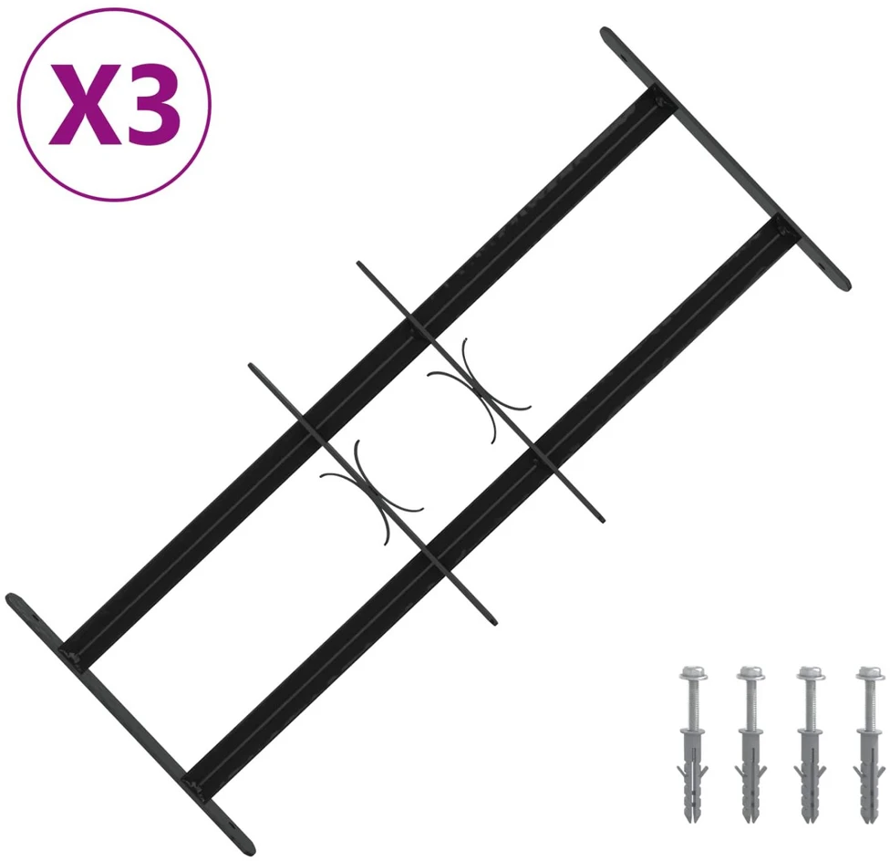 Langų saugos grotelės su 2 skersiniais 3 vnt. 43-74 cm