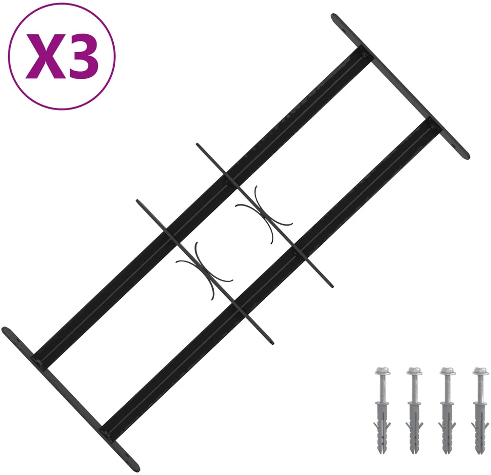Langų saugos grotelės su 2 skersiniais 3 vnt. 43-74 cm