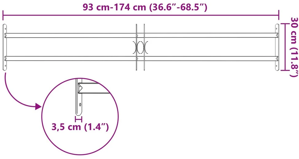 Langų saugos grotelės su 2 skersiniais 3 vnt. 93-174 cm