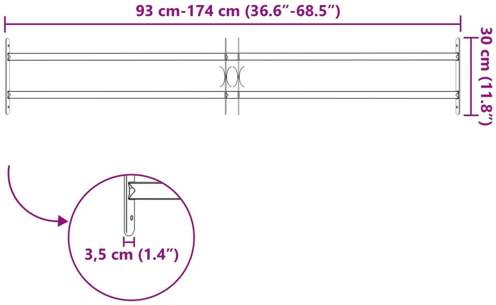 Langų saugos grotelės su 2 skersiniais 3 vnt. 93-174 cm