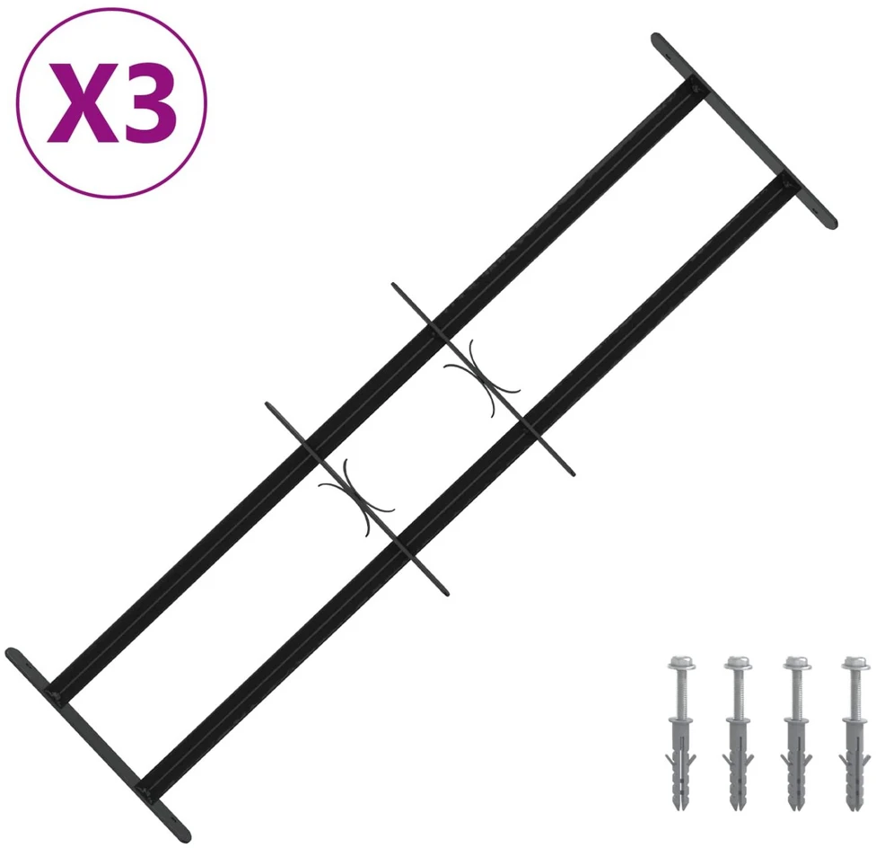 Langų saugos grotelės su 2 skersiniais 3 vnt. 63-114 cm