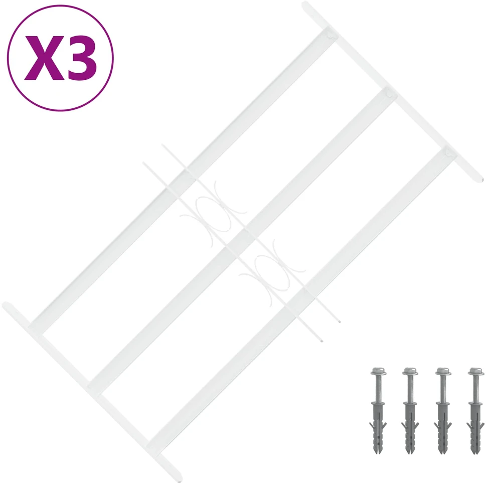 Langų saugos grotelės su 3 skersinėmis 3 vnt. 43-74 cm