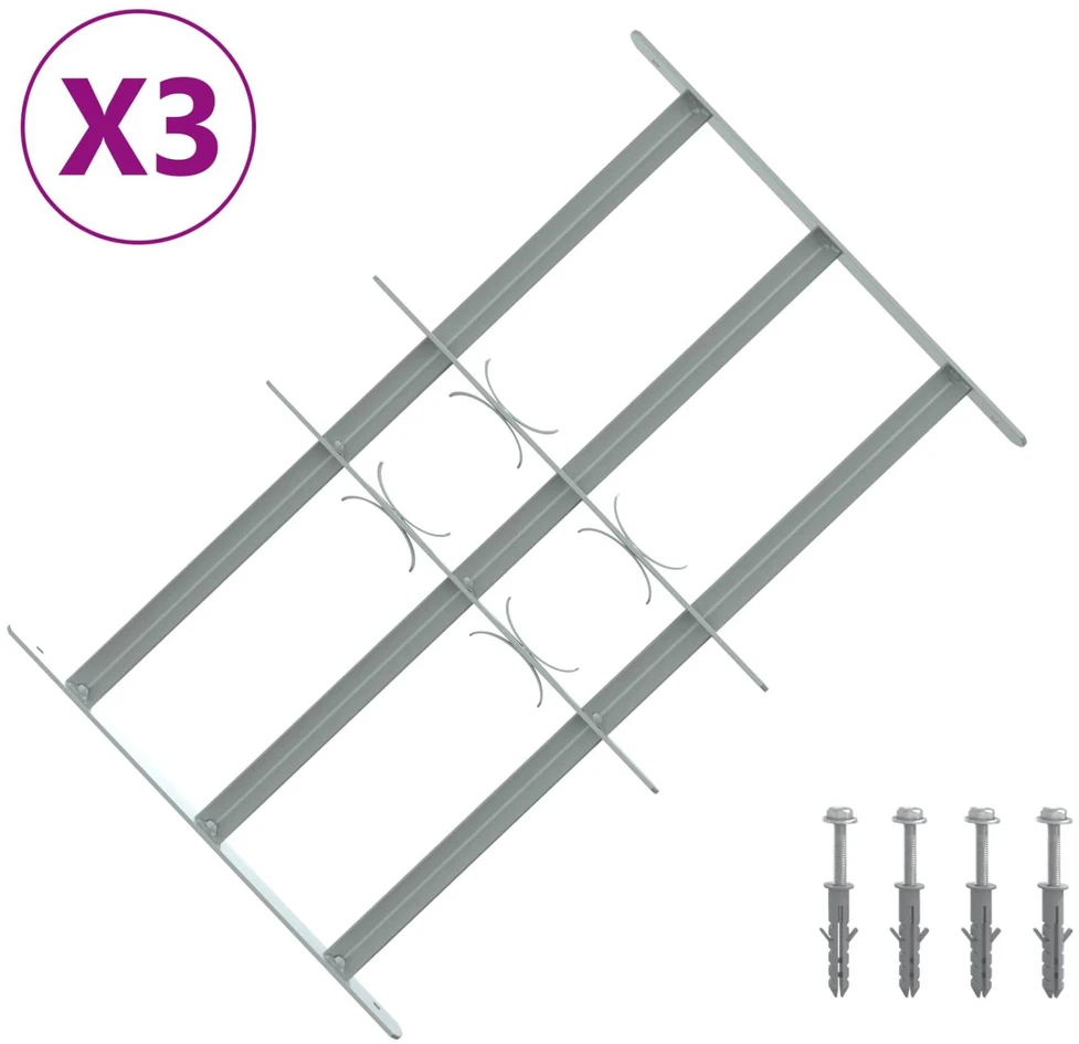 Langų saugos grotelės su 3 skersinėmis 3 vnt. 430-740 mm