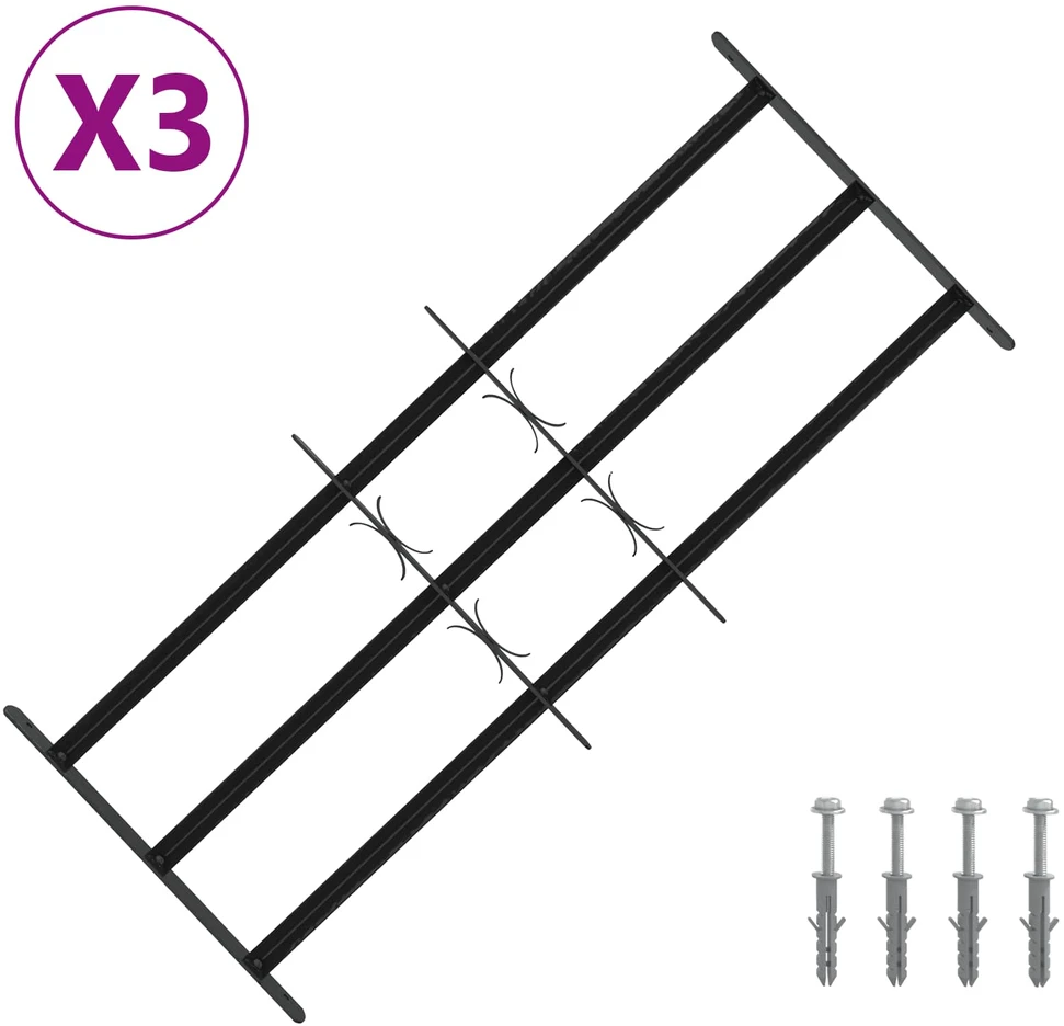 Langų saugos grotelės su 3 skersinėmis 3 vnt. 63-114 cm