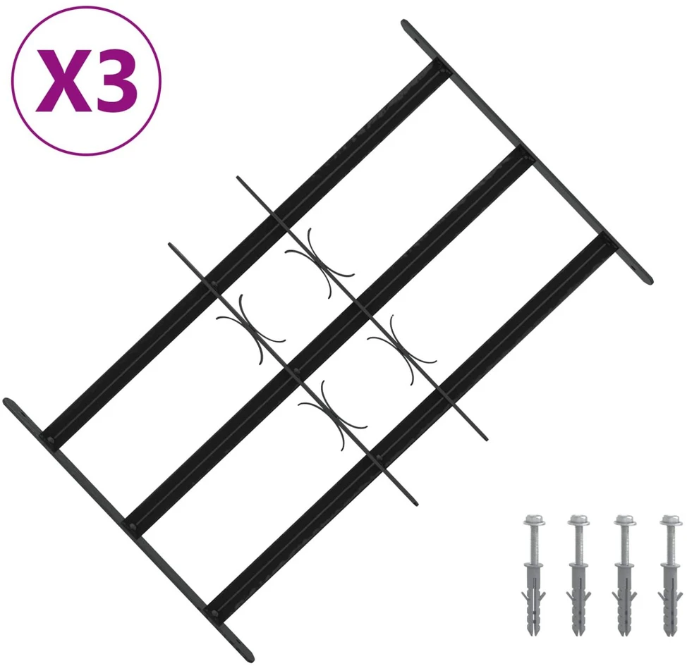 Langų saugos grotelės su 3 skersinėmis 3 vnt. 43-74 cm
