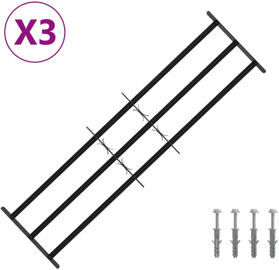 Langų saugos grotelės su 3 skersinėmis 3 vnt. 93-174 cm