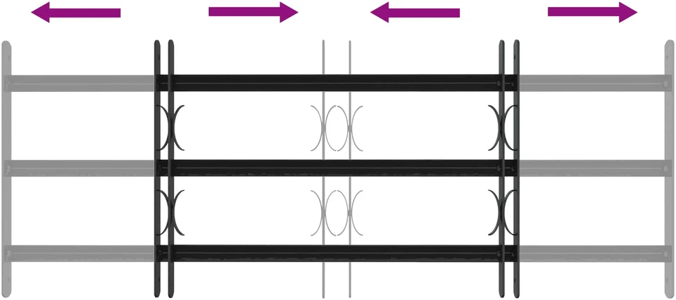Langų saugos grotelės su 3 skersinėmis 3 vnt. 63-114 cm