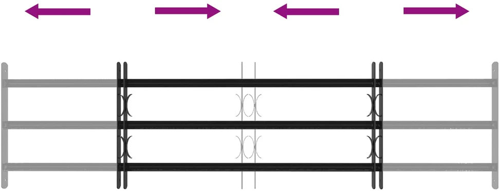 Langų saugos grotelės su 3 skersinėmis 3 vnt. 93-174 cm