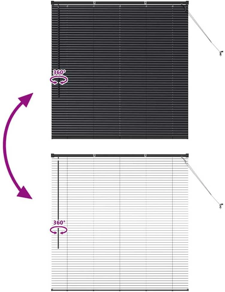 Venecijos žaliuzės Juoda 130 x 135 cm 25 mm Aliuminis