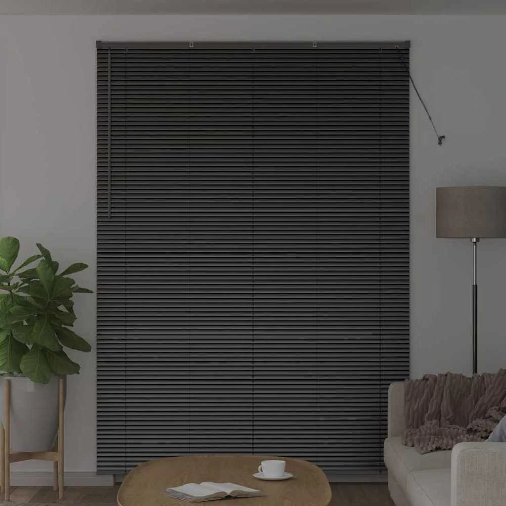 Venecijos žaliuzės Juoda 220 x 155 cm 25 mm Aliuminis