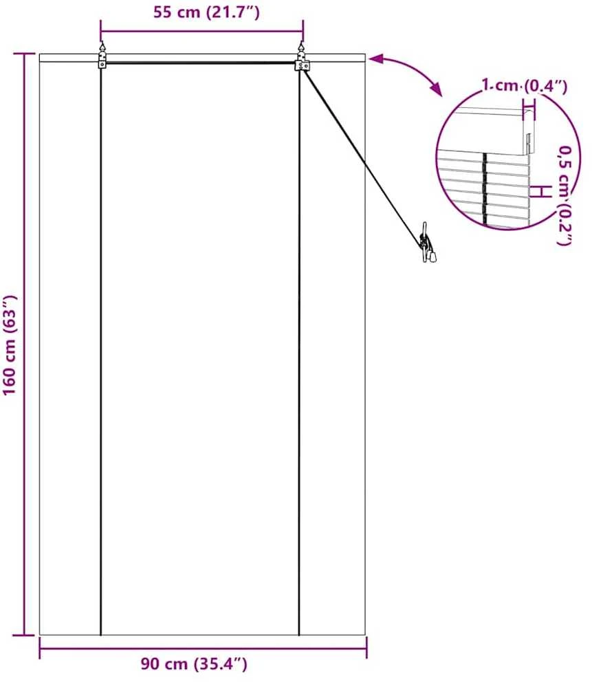 Roletas Ruda 90 x 160 cm Bambukas