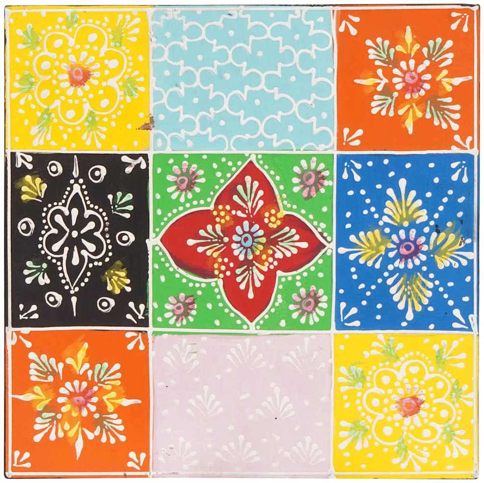 Kvadratinis stalas 3 vnt. Įvairiaspalvis 50 x 50 x 50 cm