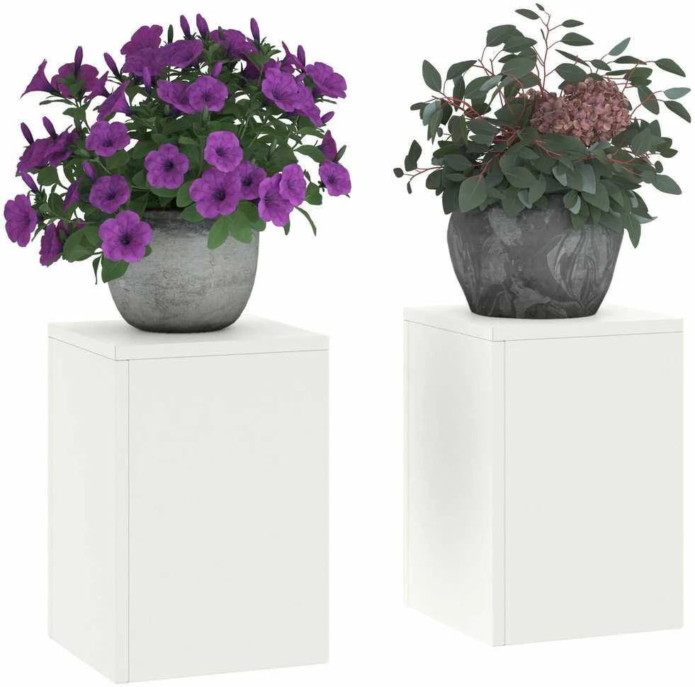 Augalų stovas 2 pcs Balta 24 x 24 x 35 cm Plienas