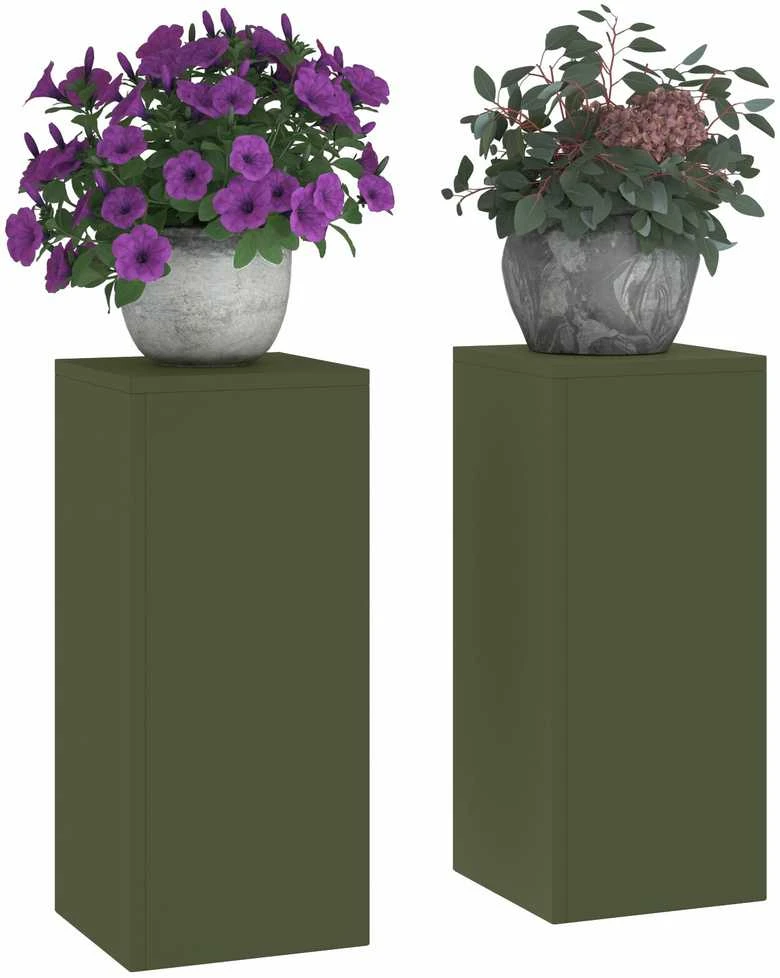 Augalų stovas 2 pcs Alyvuogių žalia 24 x 24 x 55 cm Plienas