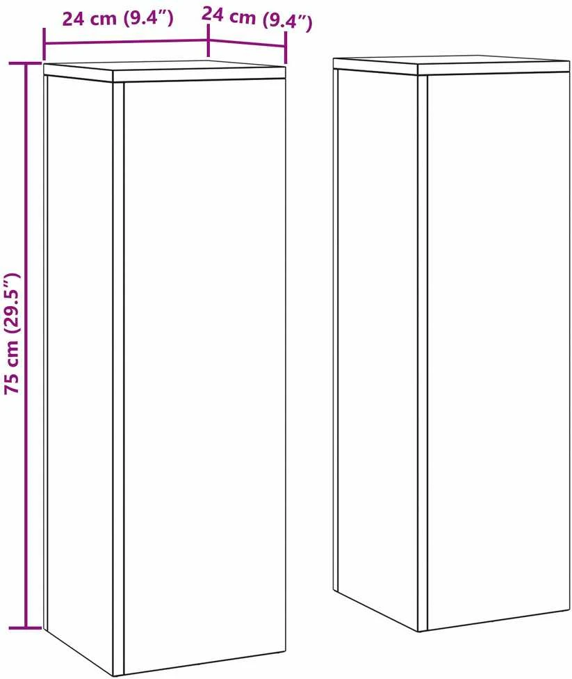 Augalų stovas 2 pcs Balta 24 x 24 x 75 cm Plienas