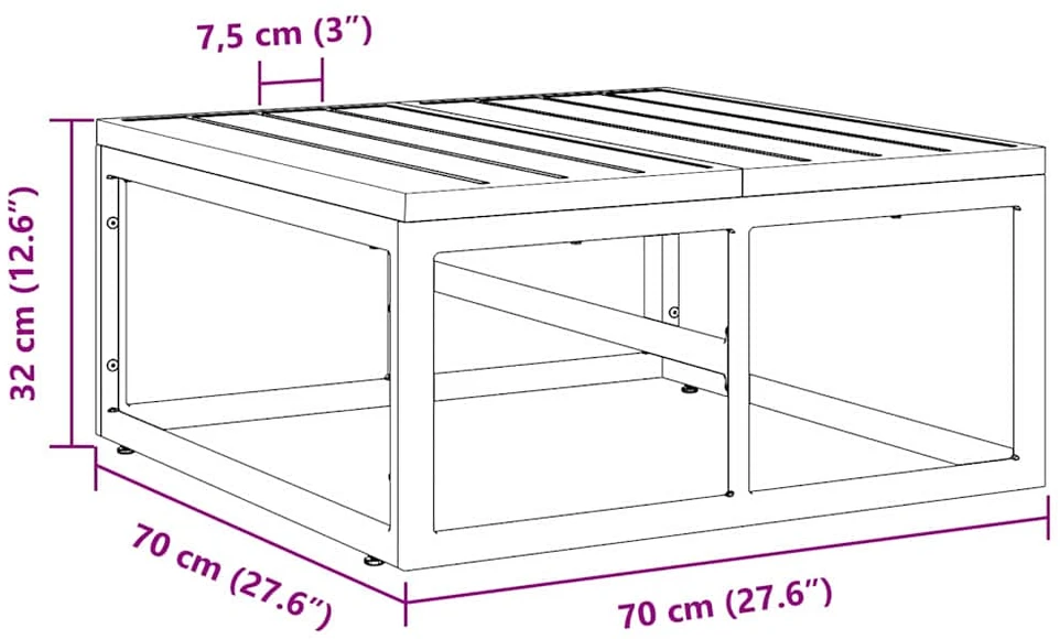 Lauko Baldai metalas Juoda 70 x 70 x 32 cm