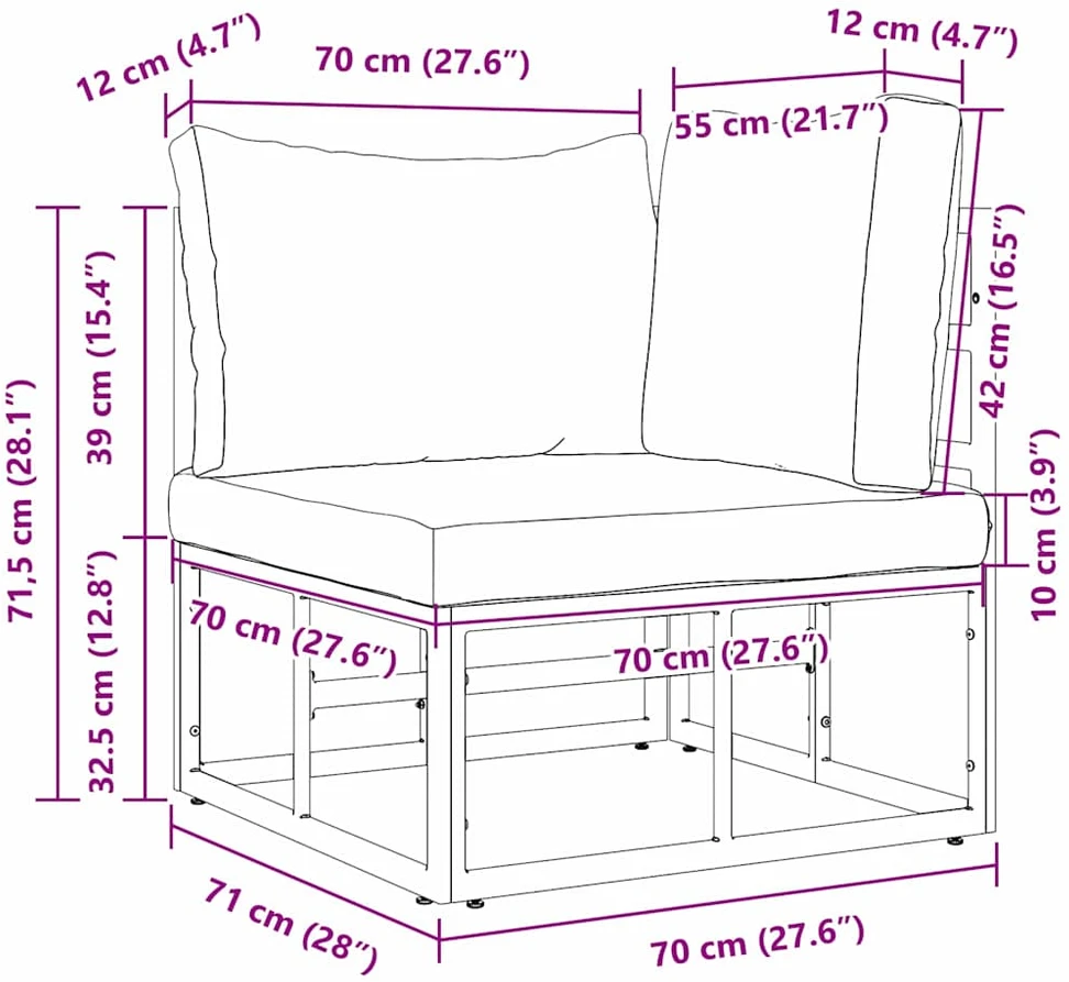 Lauko Baldai metalas Juoda ir Antracitas 71,5 x 71,5 x 71 cm