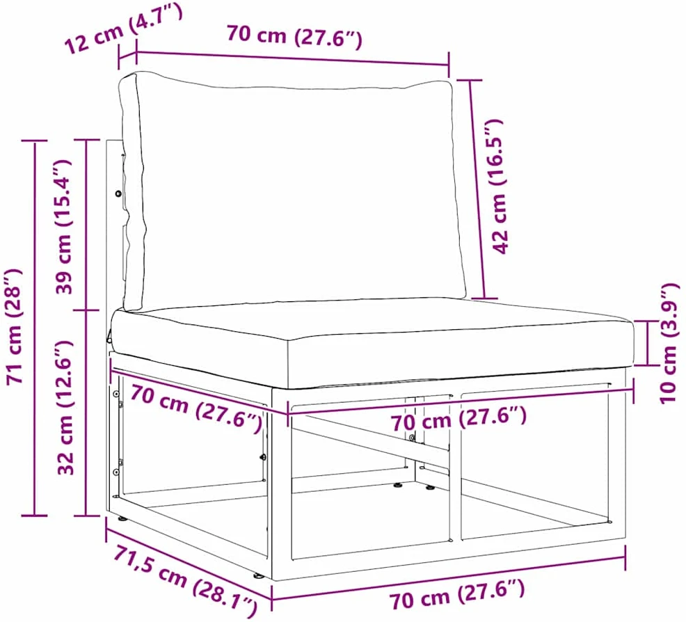 Lauko Baldai metalas Juoda ir Antracitas 70 x 71,5 x 71 cm