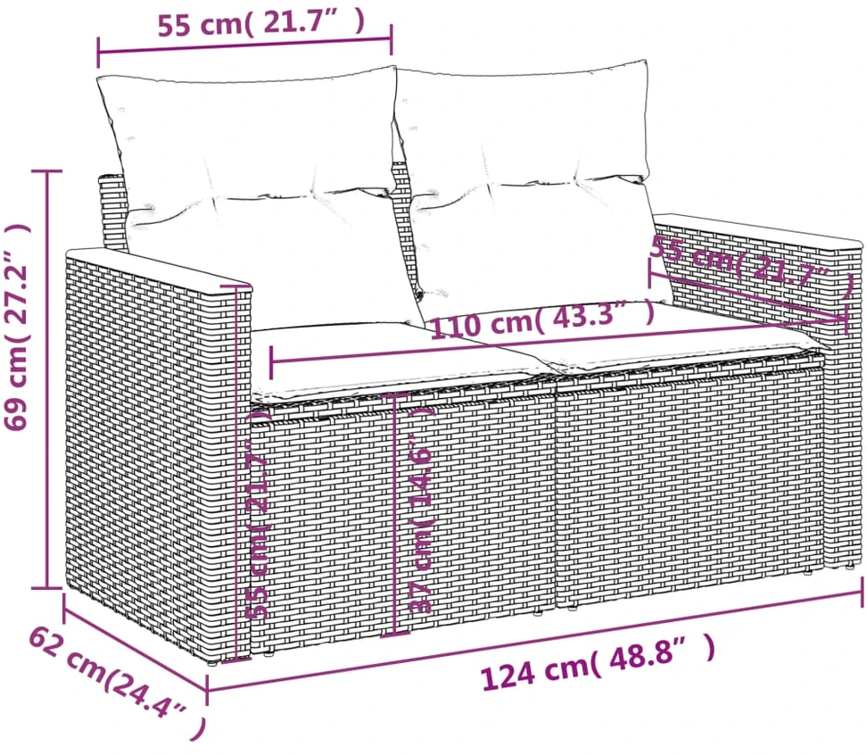 Lauko baldų komplektas 12 dalių sodo sofų komplektas su pagalvėlėmis, pilkas, poliratanas