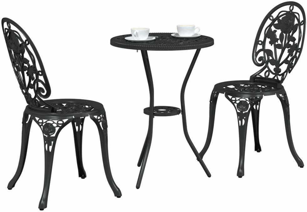 Sodo Bistro Rinkinys 3 vnt. Juoda Aliuminis