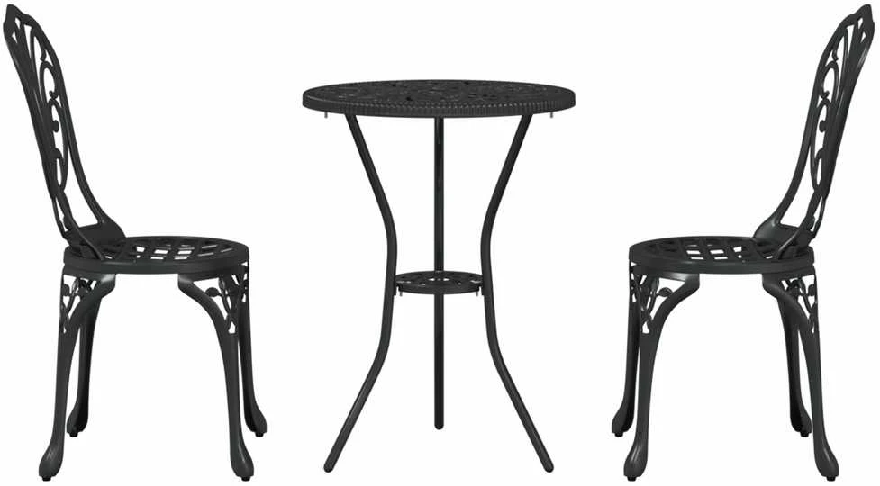 Sodo Bistro Rinkinys 3 vnt. Juoda Aliuminis