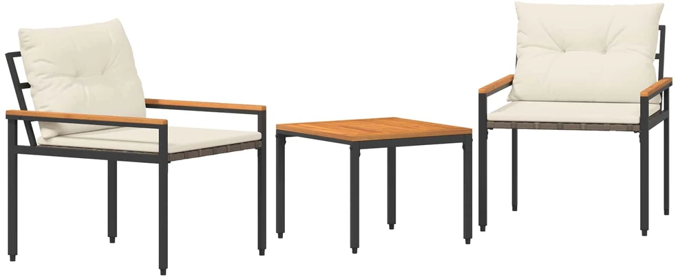 Lauko baldų komplektas 3 vnt. 2 vietos Kreminė balta