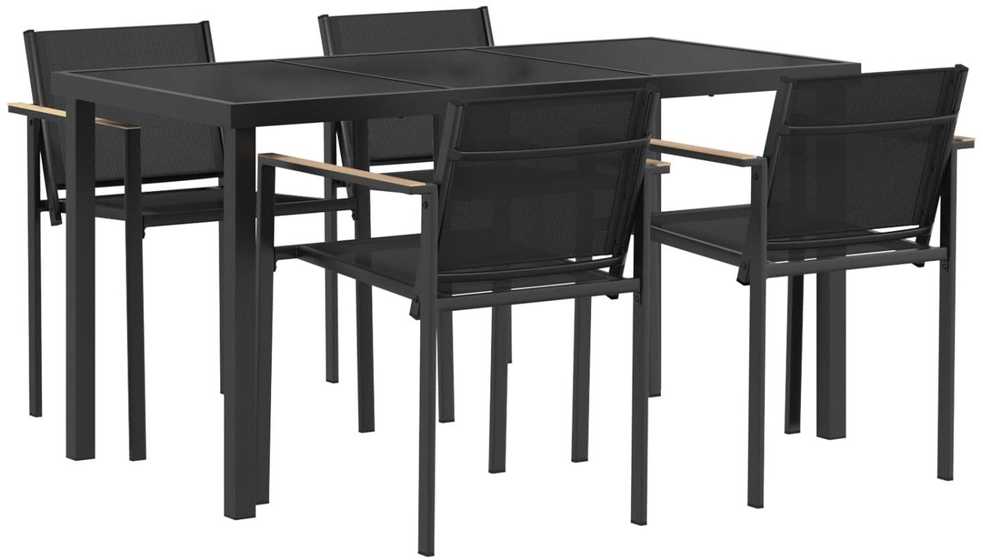 Lauko baldų komplektas 5 vnt. Juoda ir Antracitas Tekstilenas