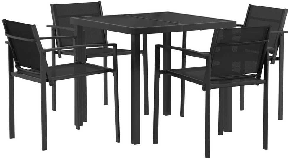 Lauko baldų komplektas 5 vnt. Juoda ir Antracitas Tekstilenas