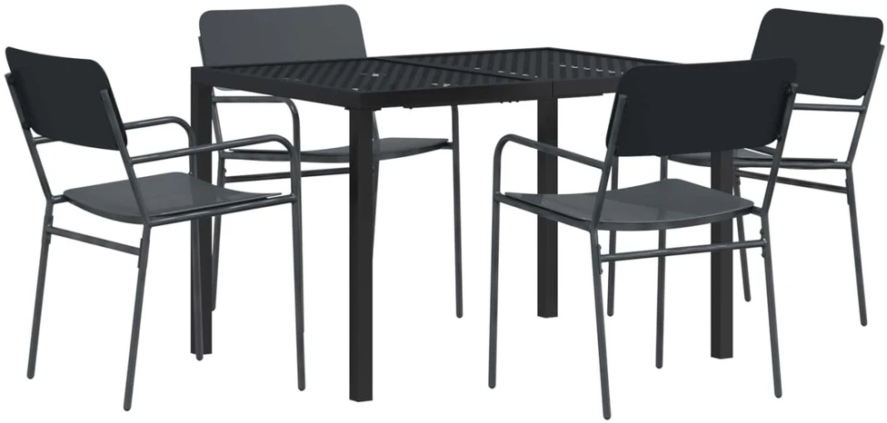 Lauko baldų komplektas 5 vnt. Antracito Plienas