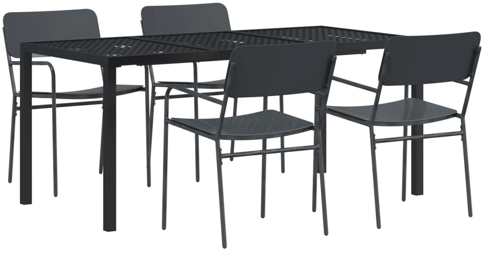 Lauko baldų komplektas 5 vnt. Antracito Plienas