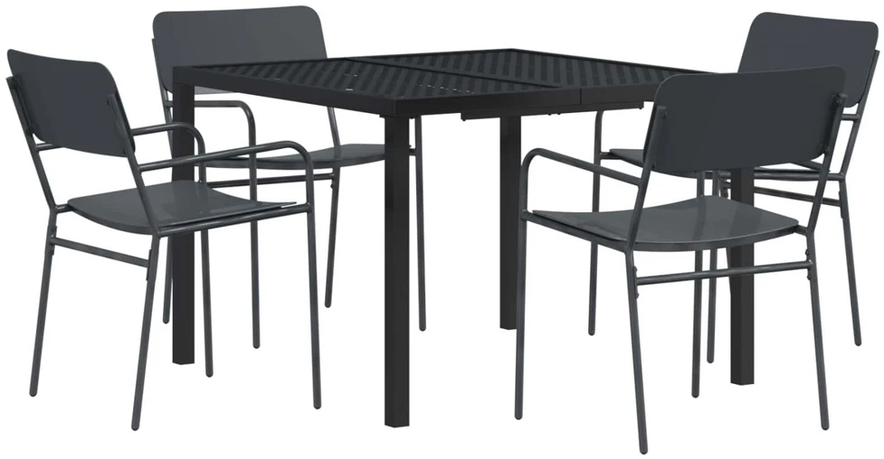 Lauko baldų komplektas 5 vnt. Antracito Plienas