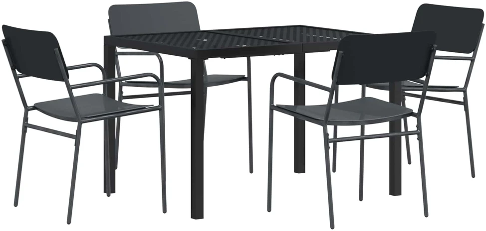 Lauko baldų komplektas 5 vnt. Antracito Plienas