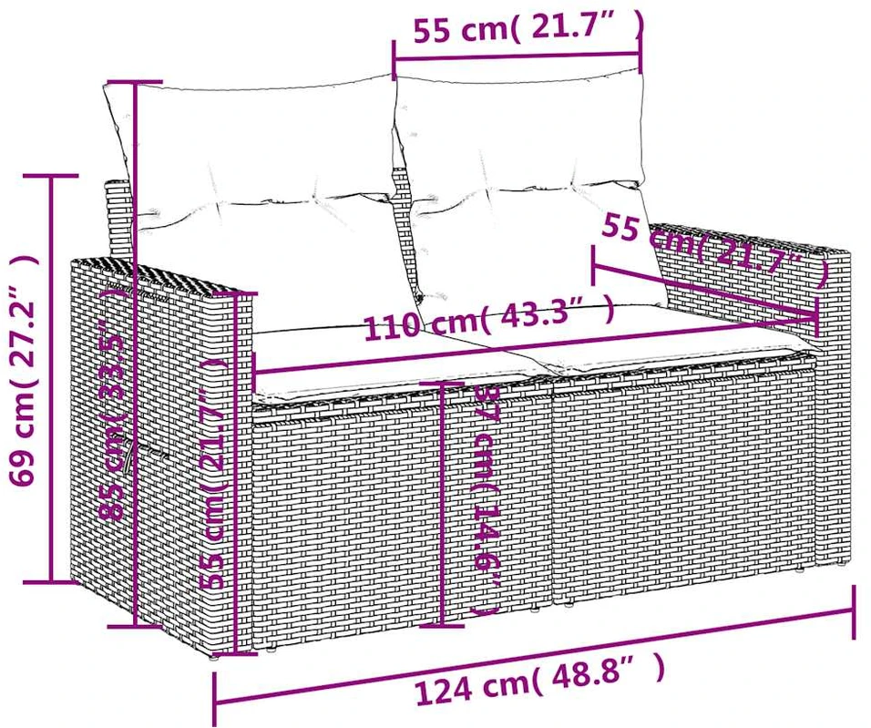 Lauko baldų komplektas 6 dalių sodo sofų komplektas su pagalvėlėmis, pilkas, poliratanas