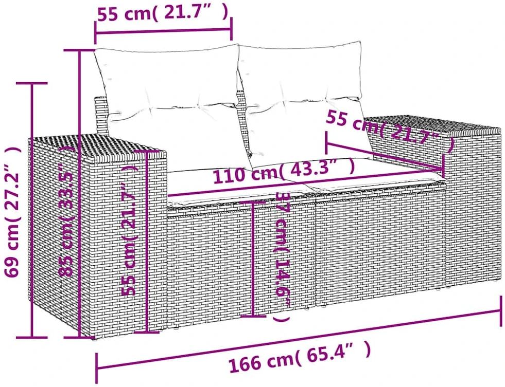Lauko baldų komplektas 6 dalių sodo sofų komplektas su pagalvėlėmis, rudas, poliratanas